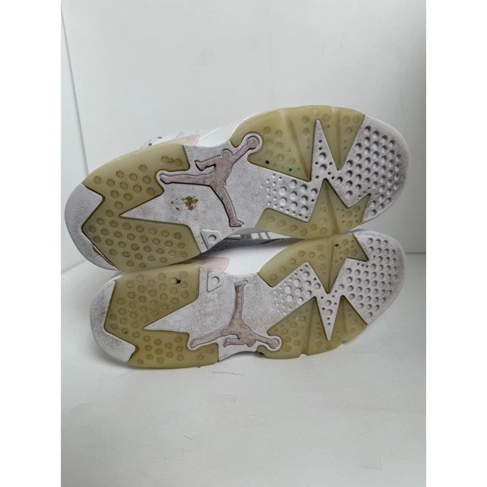 Nike Air Jordan 6 Retro Gold Hoops Women Size 8.5 White Pink Leather DH9696-100